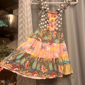 Ruffles by Tutu and Lulu Floral A-Line Dress  7-8 tie crisscross knot straps 83